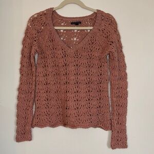 American Eagle Outfitters Pink Crochet Sweater        Size S/P
